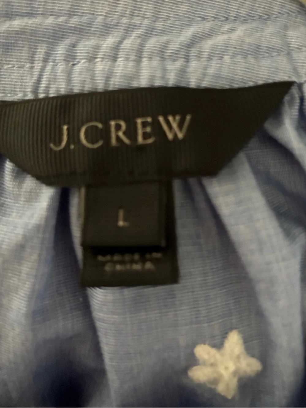 J. Crew Blue Embroidered Peasant Blouse